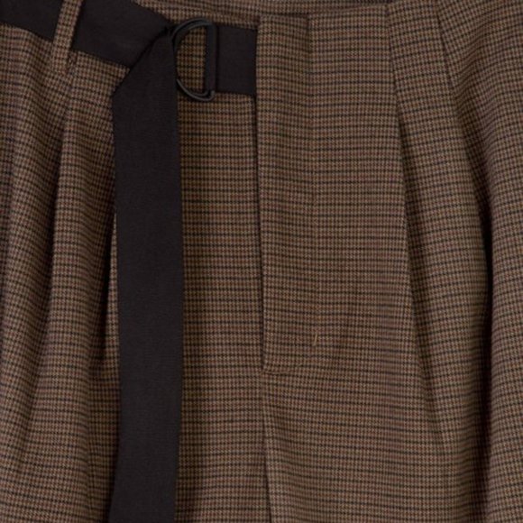 Oak + Fort Grey Herringbone Slouchy Belt Pants - Picture 3 of 6